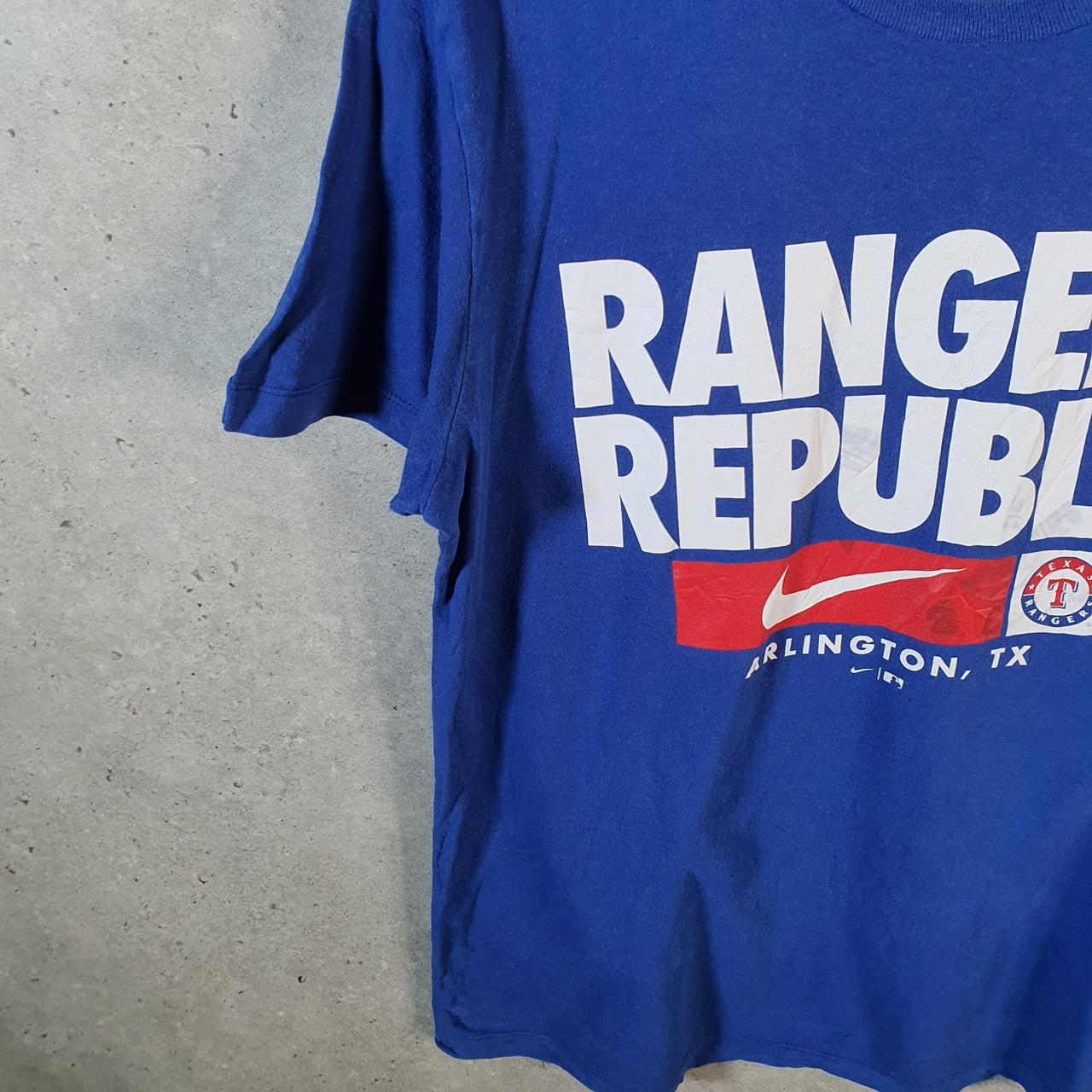 Vintage Nike Rangers Arlington Texas MLB T Shirt Mens Medium Blue Logo Swoosh Athletic