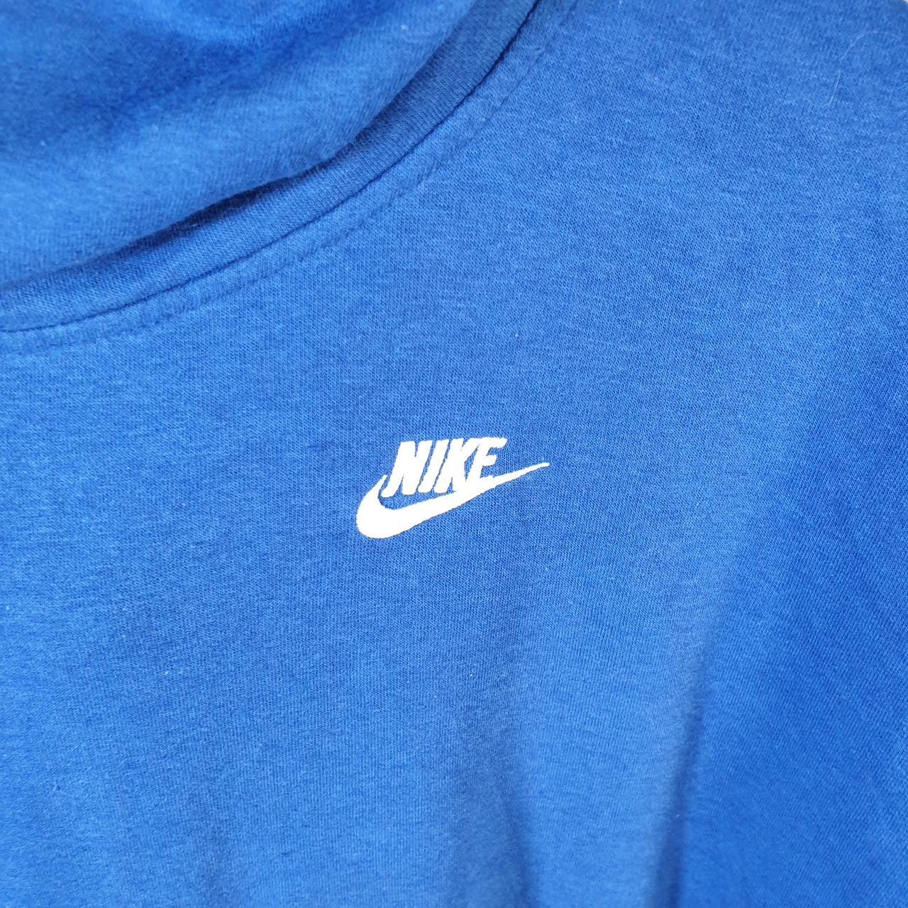 Vintage Nike Club Short Sleeve Hoodie Men’s Medium Blue Swoosh Y2K Pullover