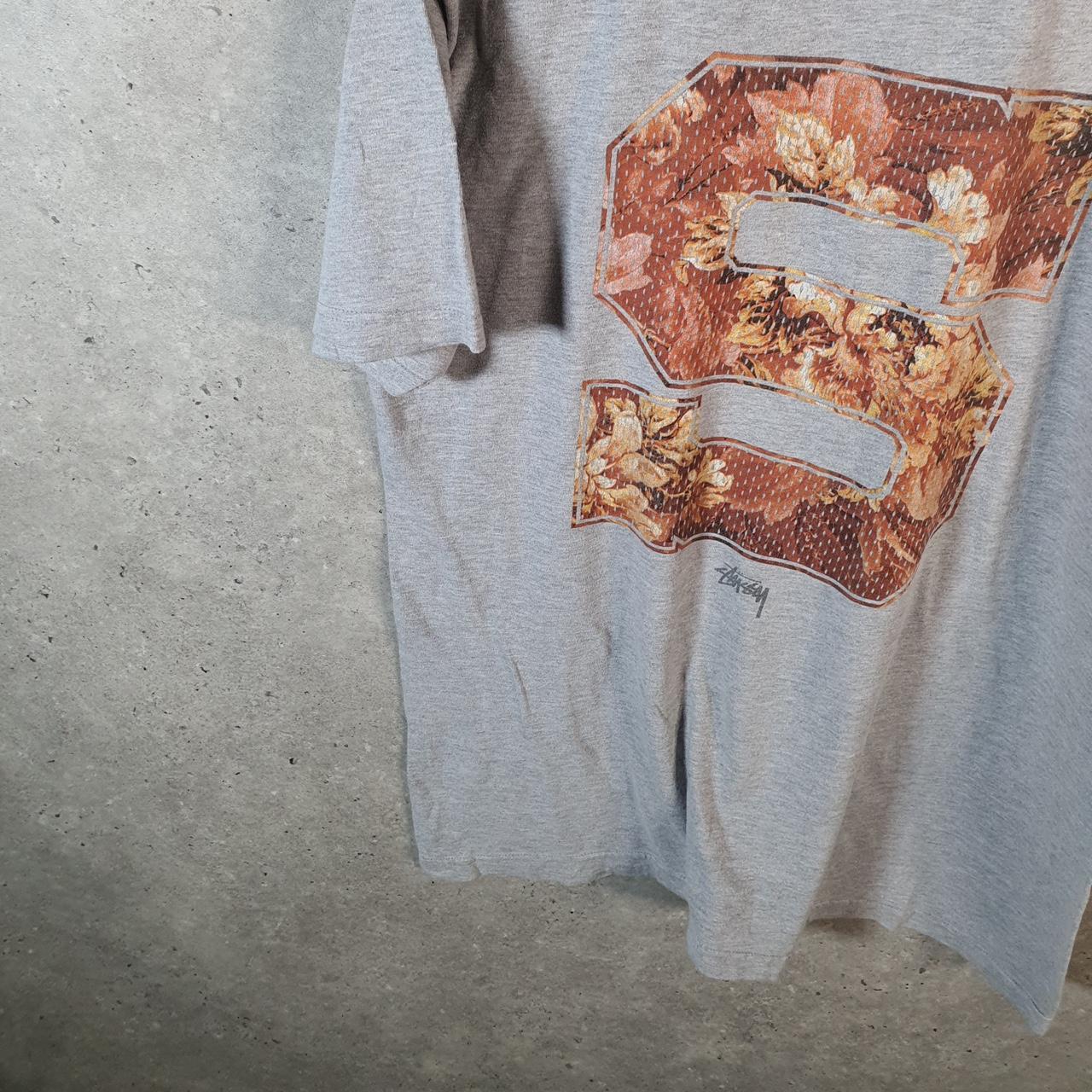 Vintage Stussy Spellout Printed T Shirt Men’s Large Grey Graphic Short Sleeve