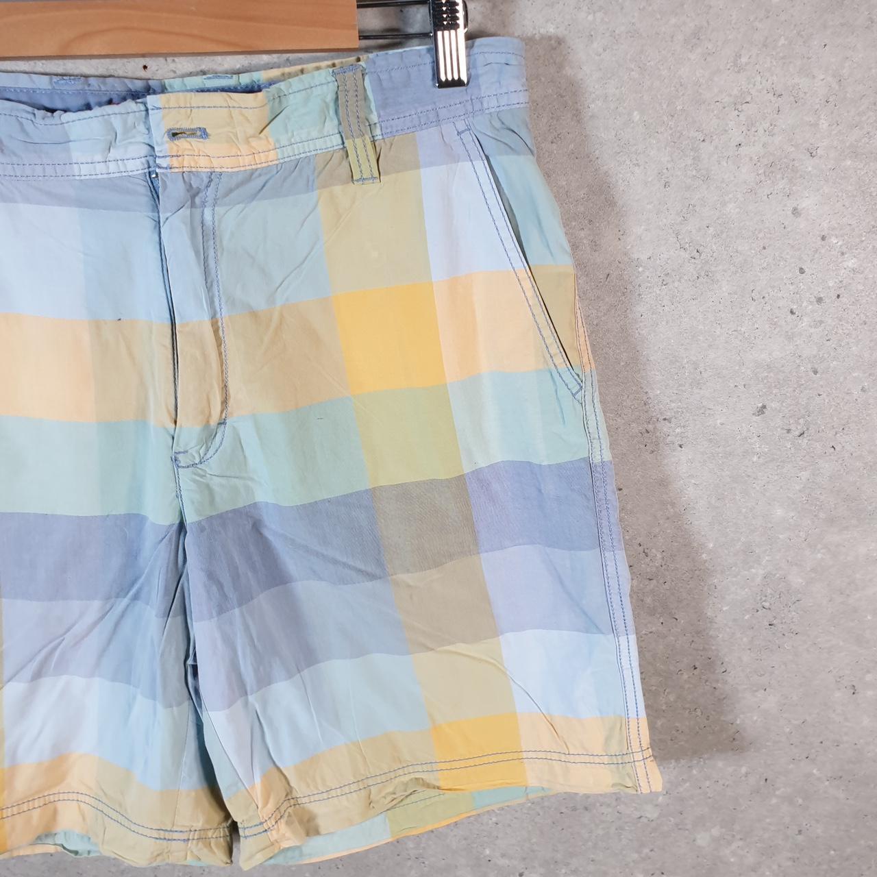 Vintage Izod Golf Chino Shorts Jorts Cargo Men’s W34 Blue Checkered Baggy Cotton