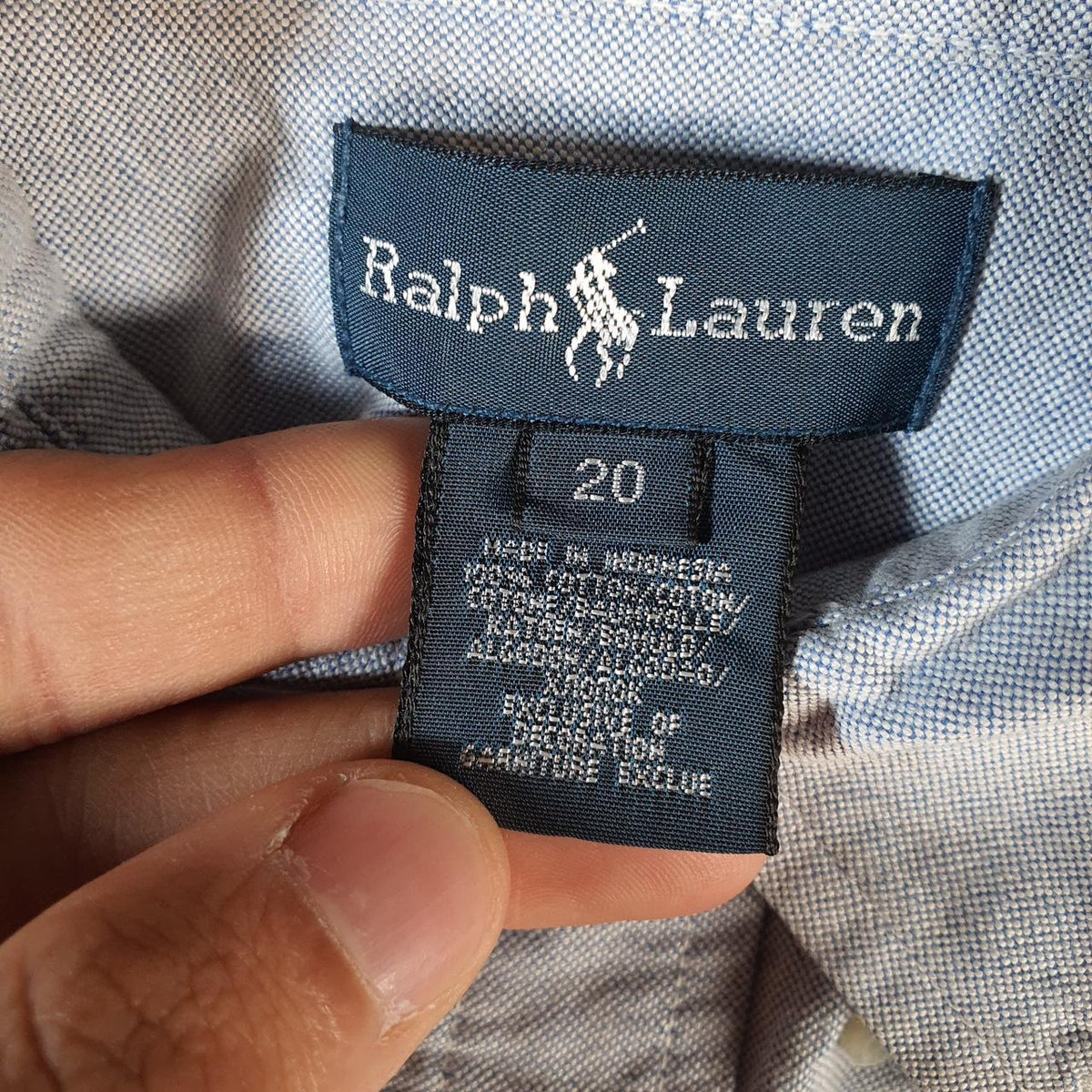 Vintage Ralph Lauren Button Down Shirt Womens Large Blue Classic Fit Pony
