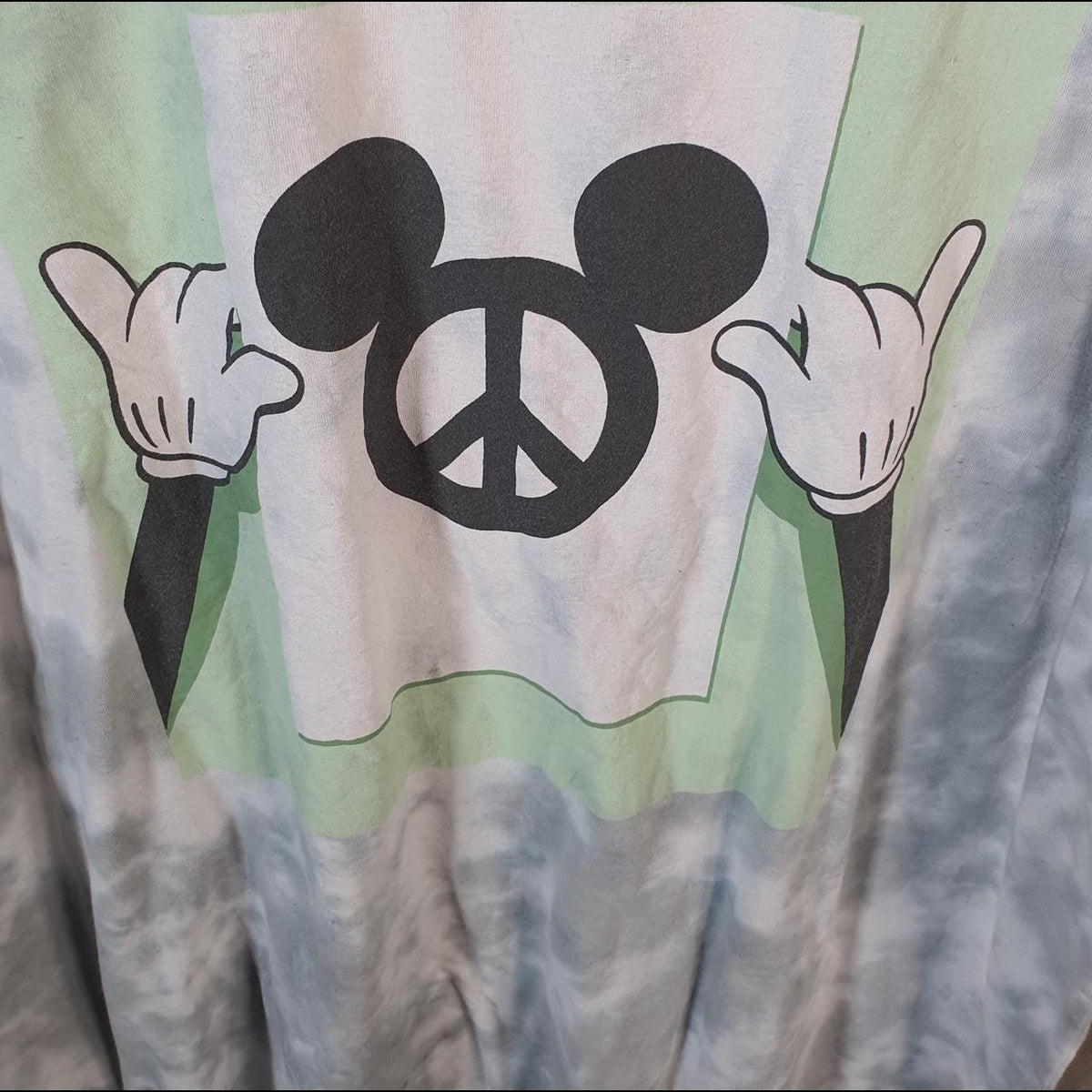Vintage Disney Land Mickey Mouse Hanes T Shirt Shirt Men’s 2XL Grey Tie Dye Graphic Cartoon C9737