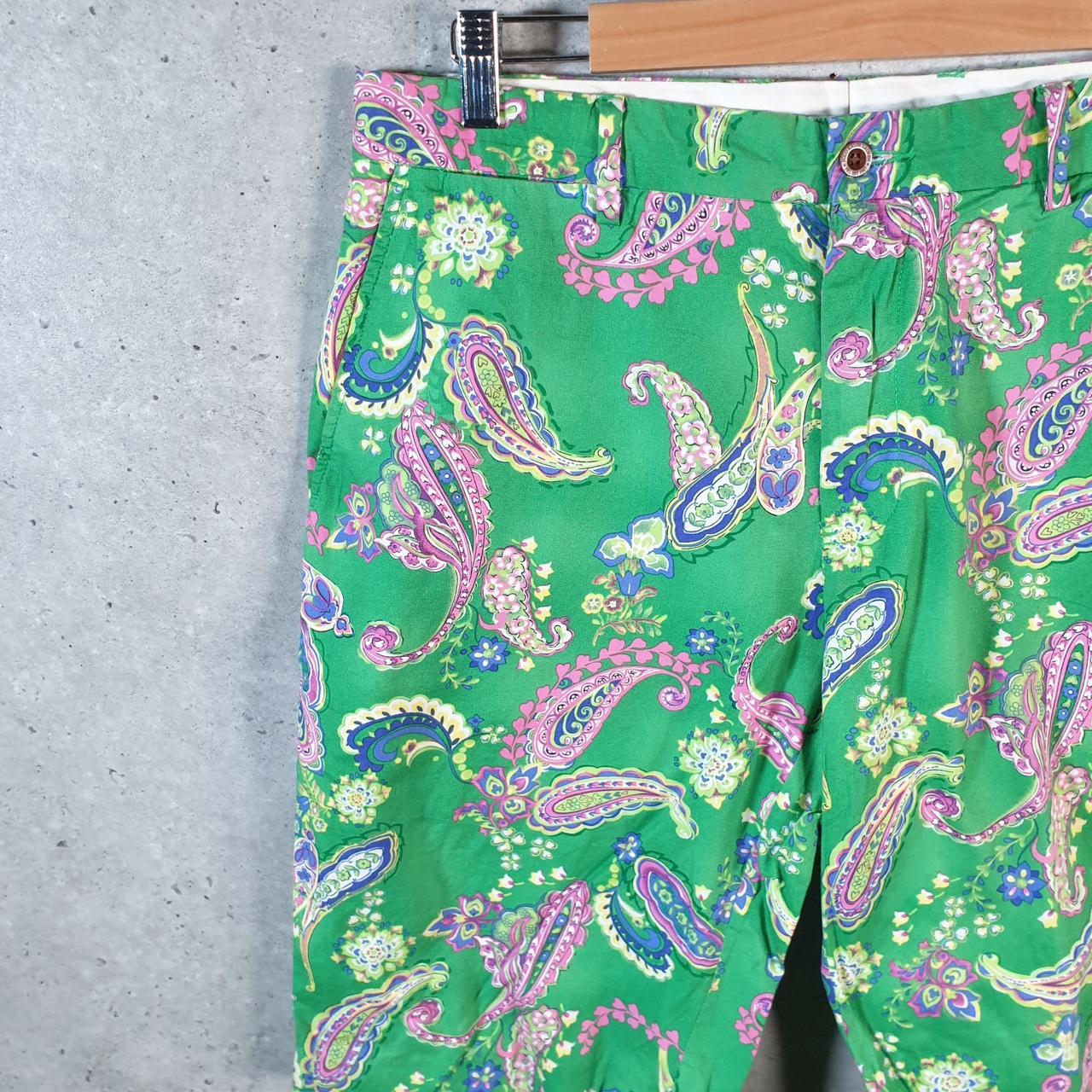 Vintage Ralph Lauren Paisley Polo Shorts Jorts Chino Cargo Men’s W34 Green Baggy Cotton A4358