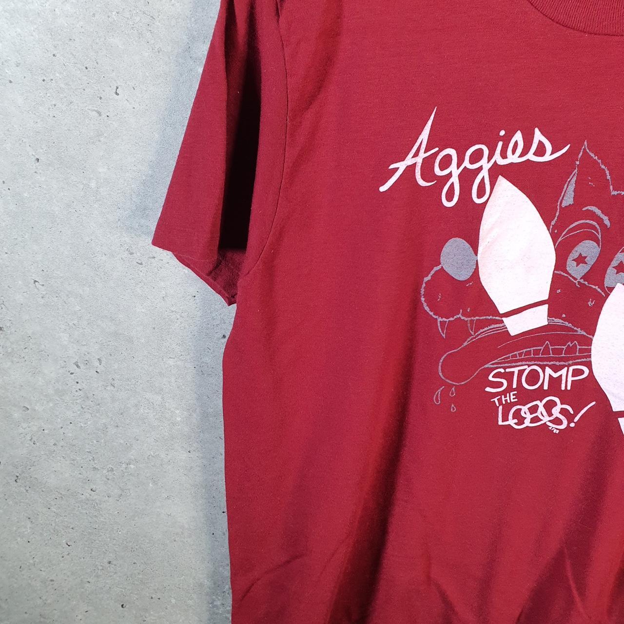 Vintage Hanes Aggies Stomp Lobos Graphic 90s USA Single Stitch T Shirt Men’s Large Red