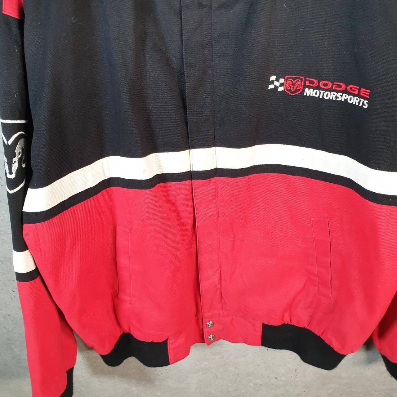 Vintage Nascar Dodge Motorsports Bomber Jacket Men’s Large Black Motorcyle Biker USA Big Fish Vintage