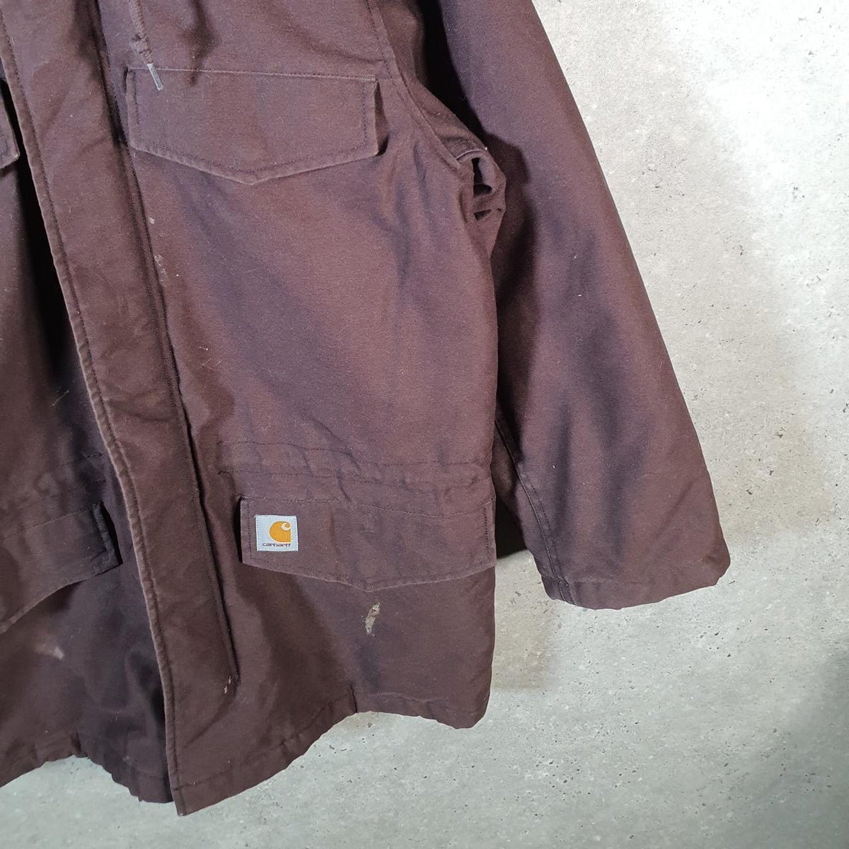 Vintage Carhartt Hickman Parka Jacket Men’s Medium Burgundy Red Canvas USA G2118