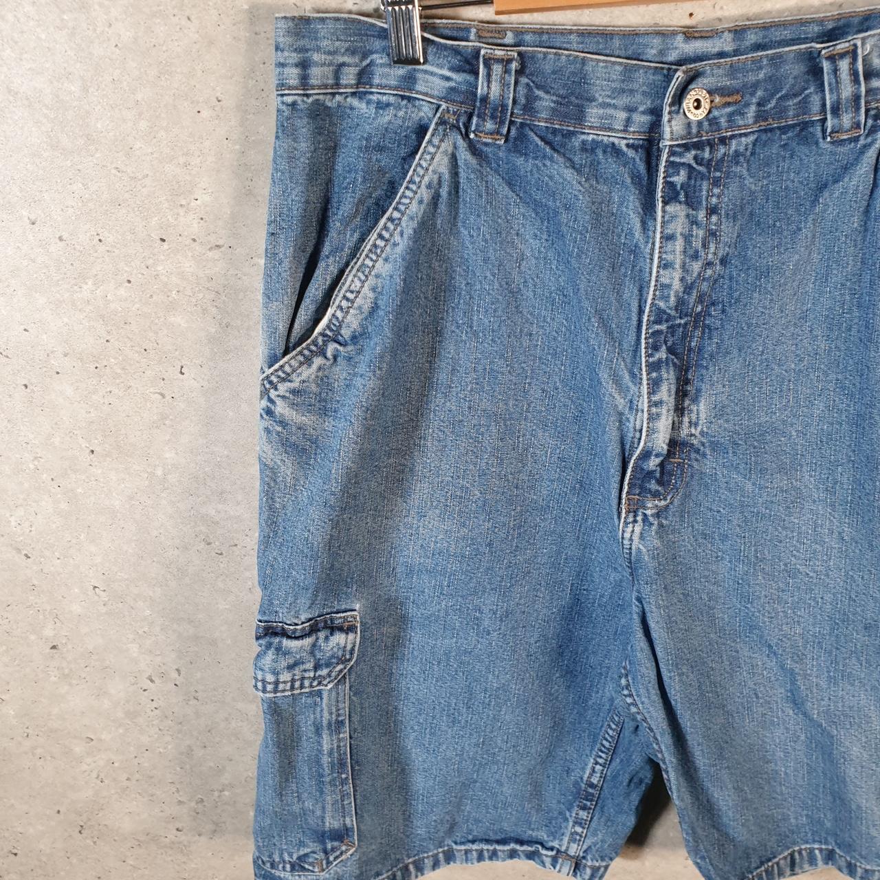 Vintage Wrangler Denim Shorts Jorts Cargo Men’s W36 Relaxed Blue Baggy Cotton