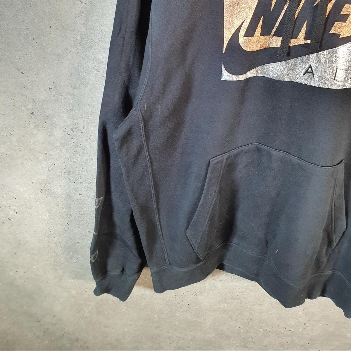 Vintage Nike Air Hoodie Mens Large Black Swoosh Y2K Pullover Logo