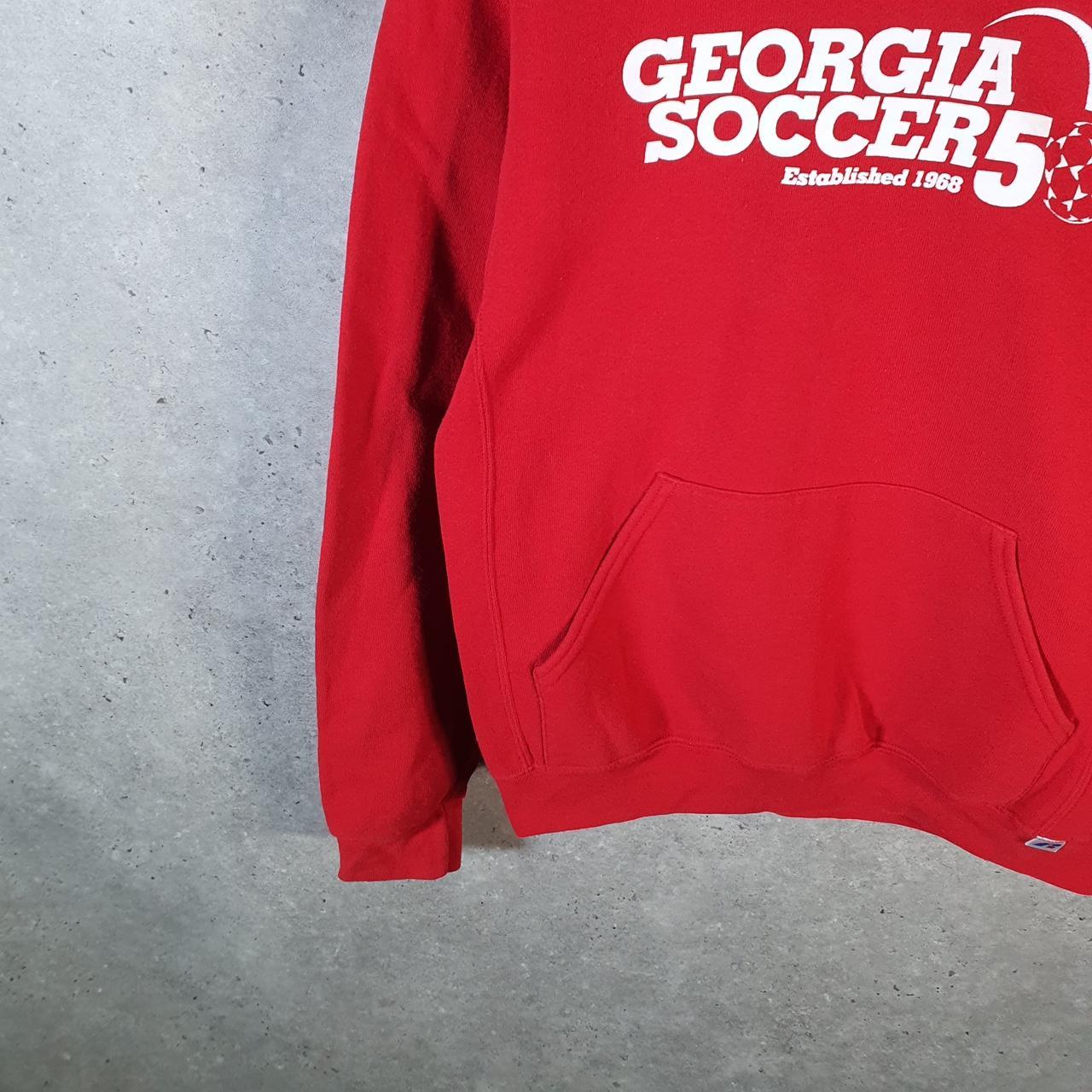 Vintage Russell Athletic Georgia Soccer Hoodie Men’s Small Red Pullover Baggy