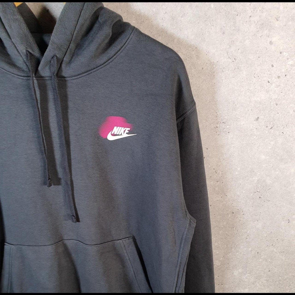 Vintage Nike Club Hoodie Men’s Large Black Swoosh Y2K Pullover Sweatshirt Logo