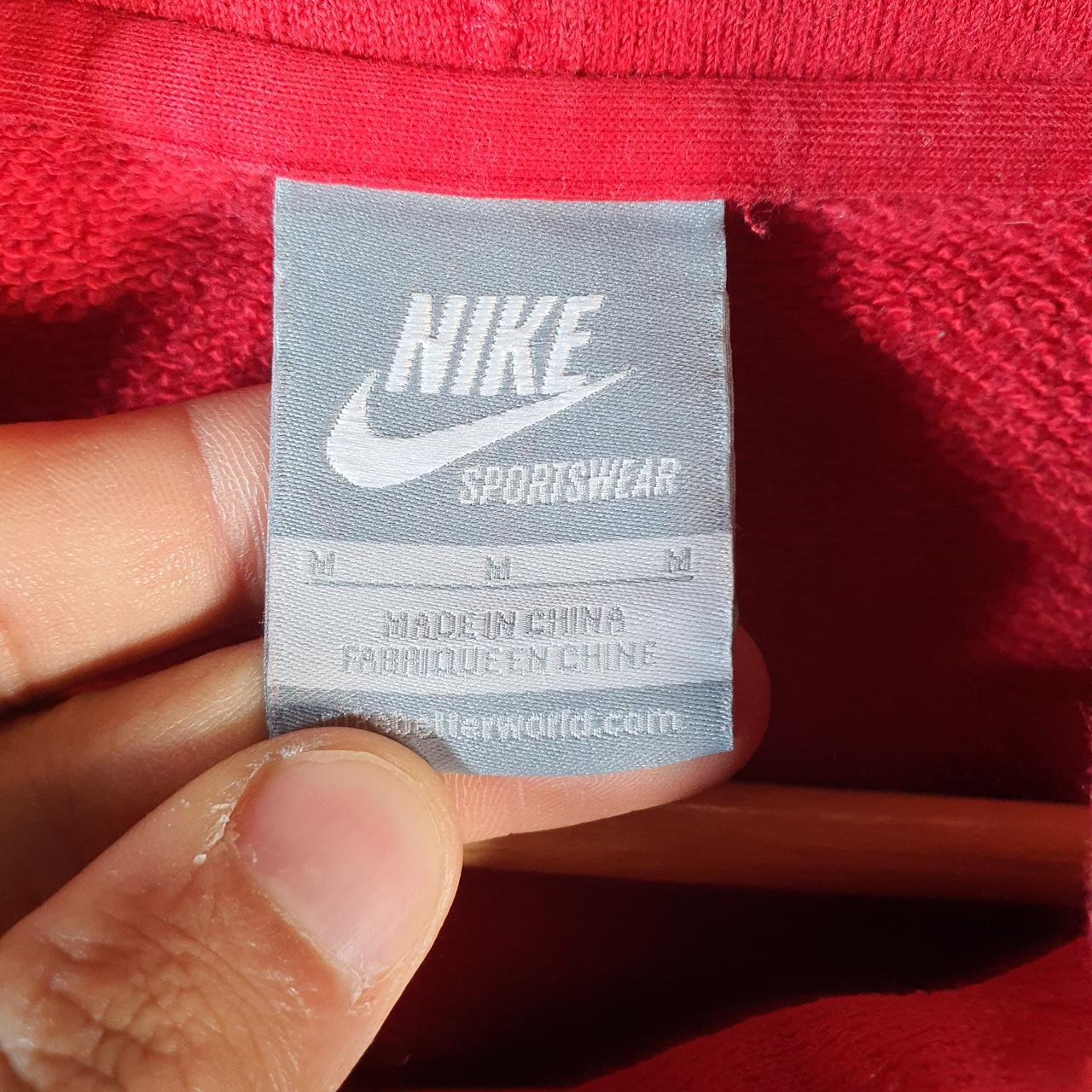 Vintage Nike 90s Club Hoodie Womens Medium Red Swoosh Y2K Pullover Logo