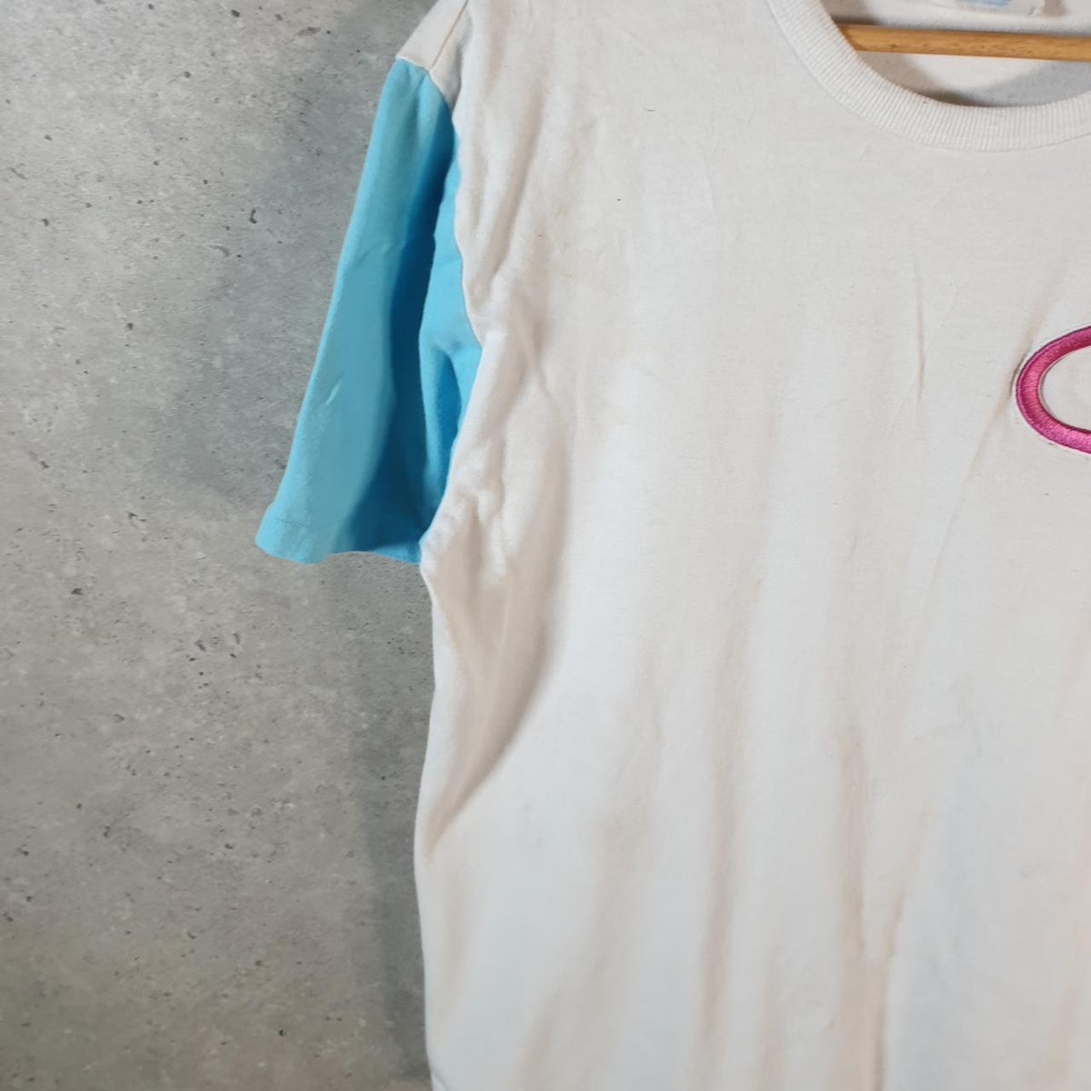 Vintage Champion Embroidered Colour Block T Shirt Men’s Small White American USA Athletic