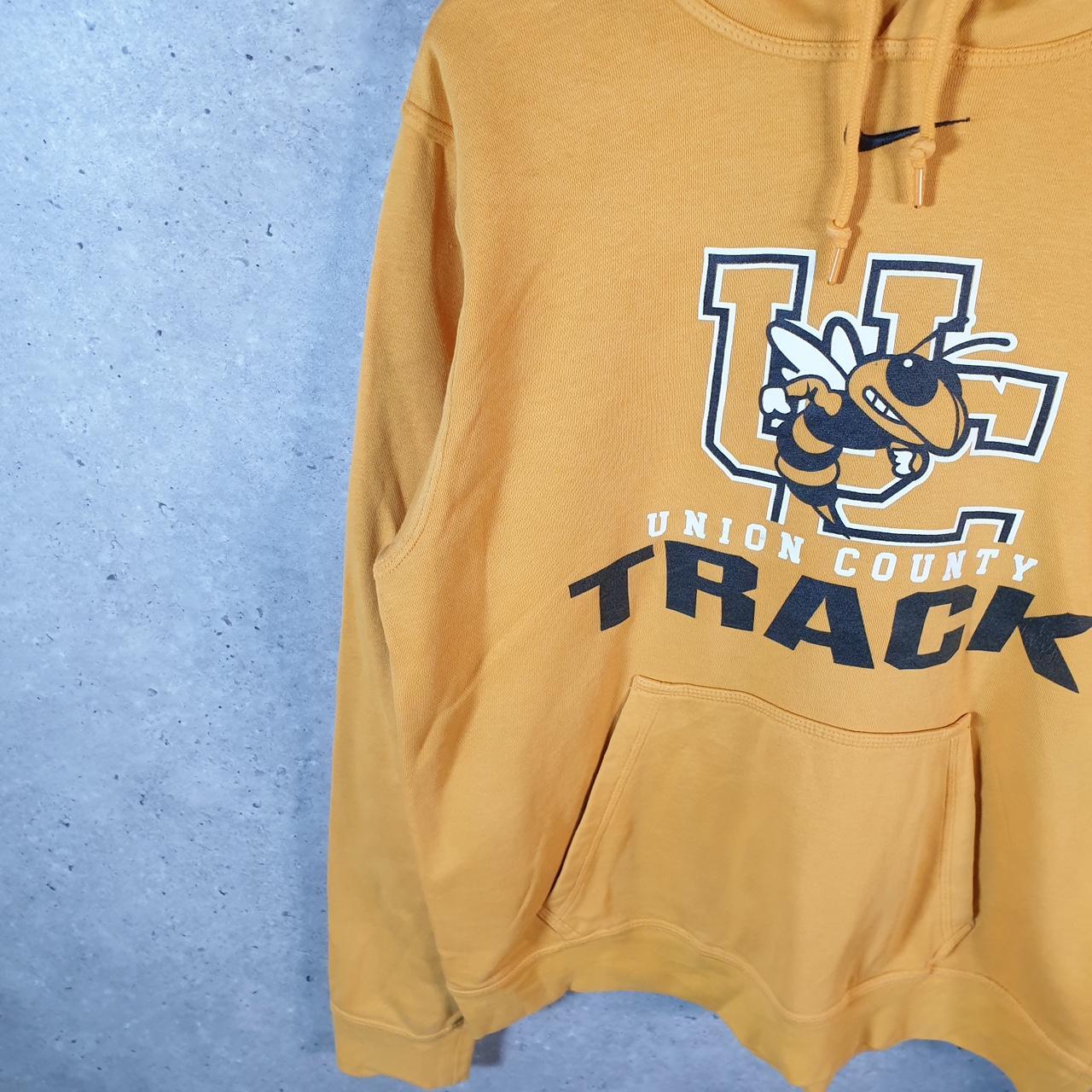 Vintage Nike Centre Swoosh Union County Hoodie Men’s Small Yellow Swoosh Y2K Pullover