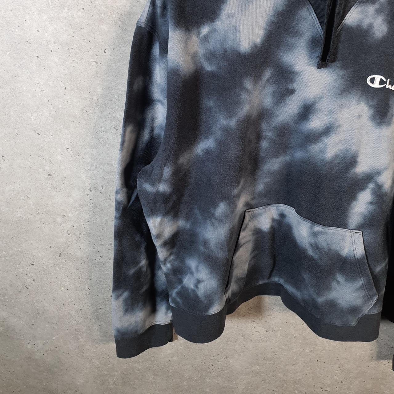 Vintage Champion Hoodie Womens 2XL Grey Tie Dye USA Pullover Spellout Logo
