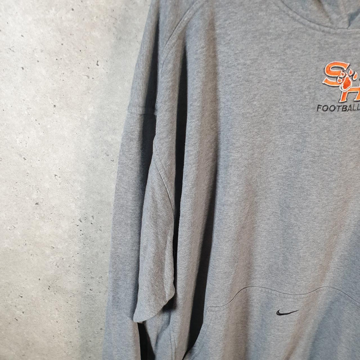 Vintage Nike SH Football Centre Swoosh Hoodie Men’s 2XL Grey Pro Sport Y2K Pullover Logo