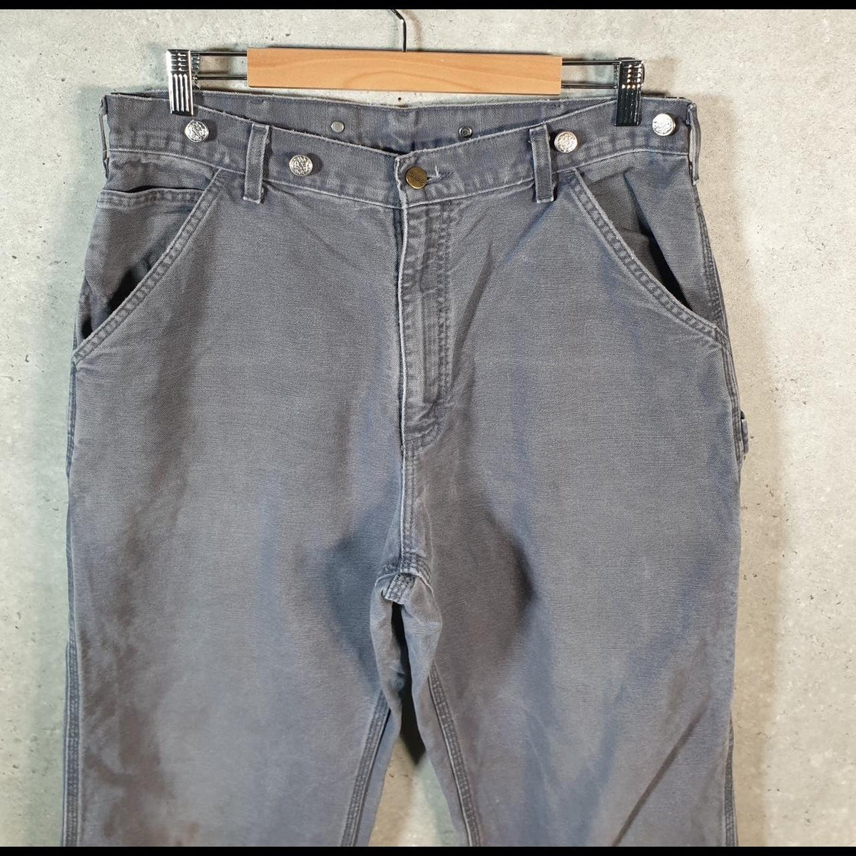Vintage Carhartt Carpenter Trousers Mens W33 L34 Grey Relaxed Fit Workwear USA