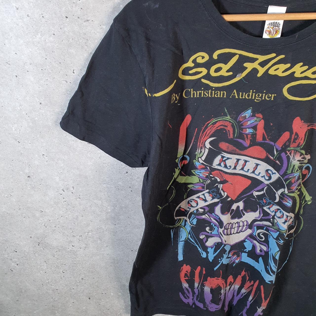 Vintage Ed Hardy T Shirt Men’s L Black Christian Audigier Love Heart Graphic Skull Y2K