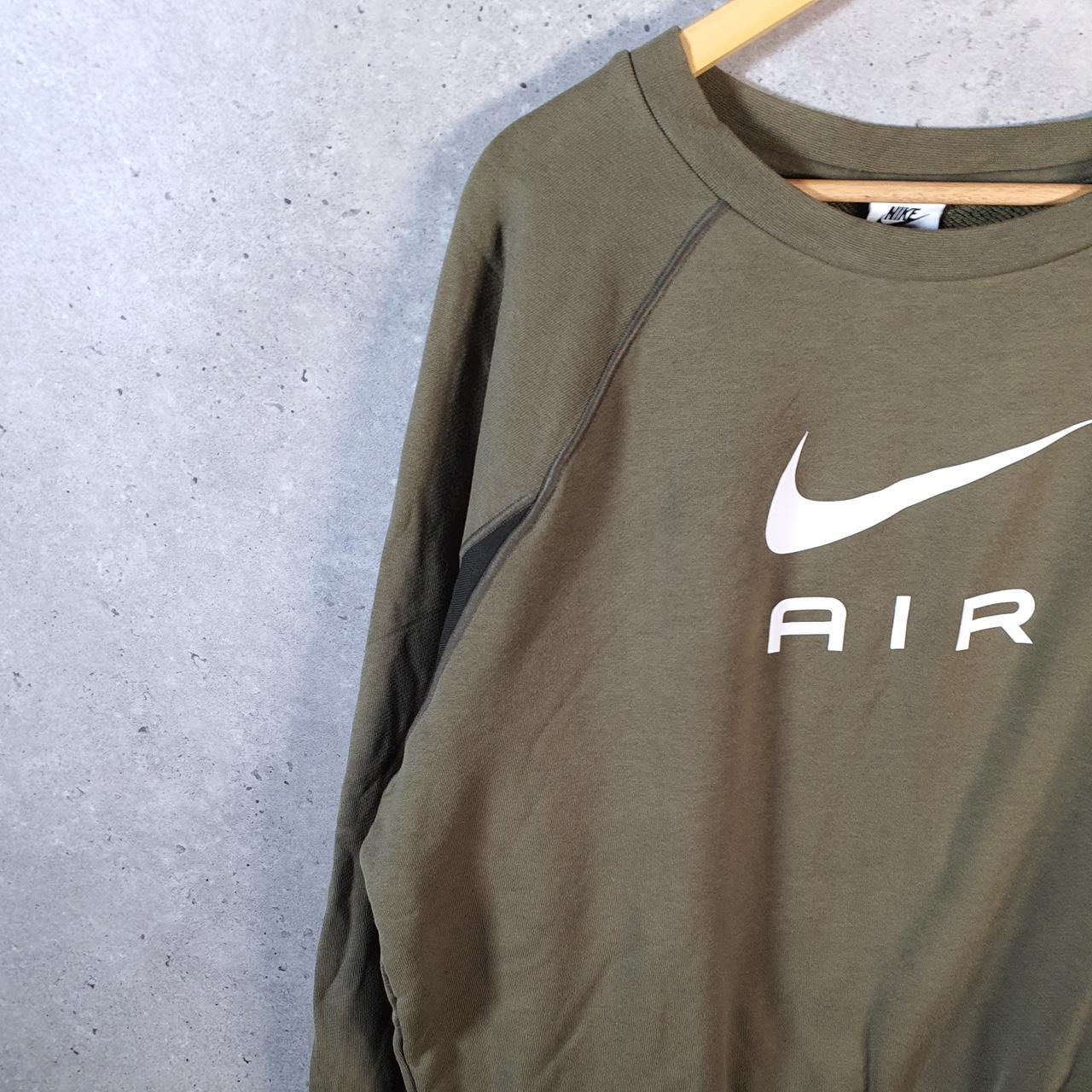 Vintage Nike Air Sweatshirt Men’s Large Khaki Green Swoosh Y2K Pullover Logo