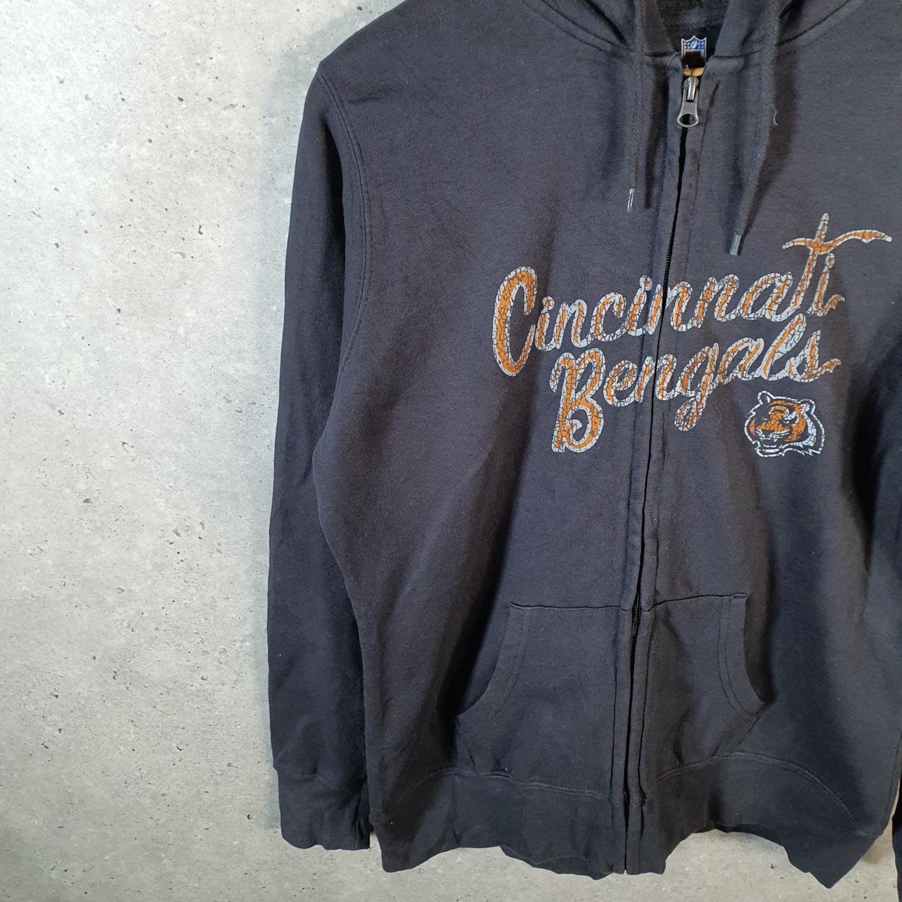 Vintage NFL Cinicinatti Bengals Hoodie Womens Medium Black Full Zip USA Pro Sport