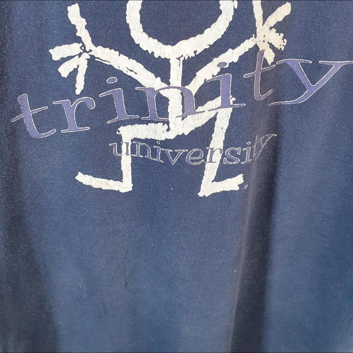 Vintage Trinity University Graphic USA 90s Single Stitch T Shirt Men’s Medium Navy Blue C8069