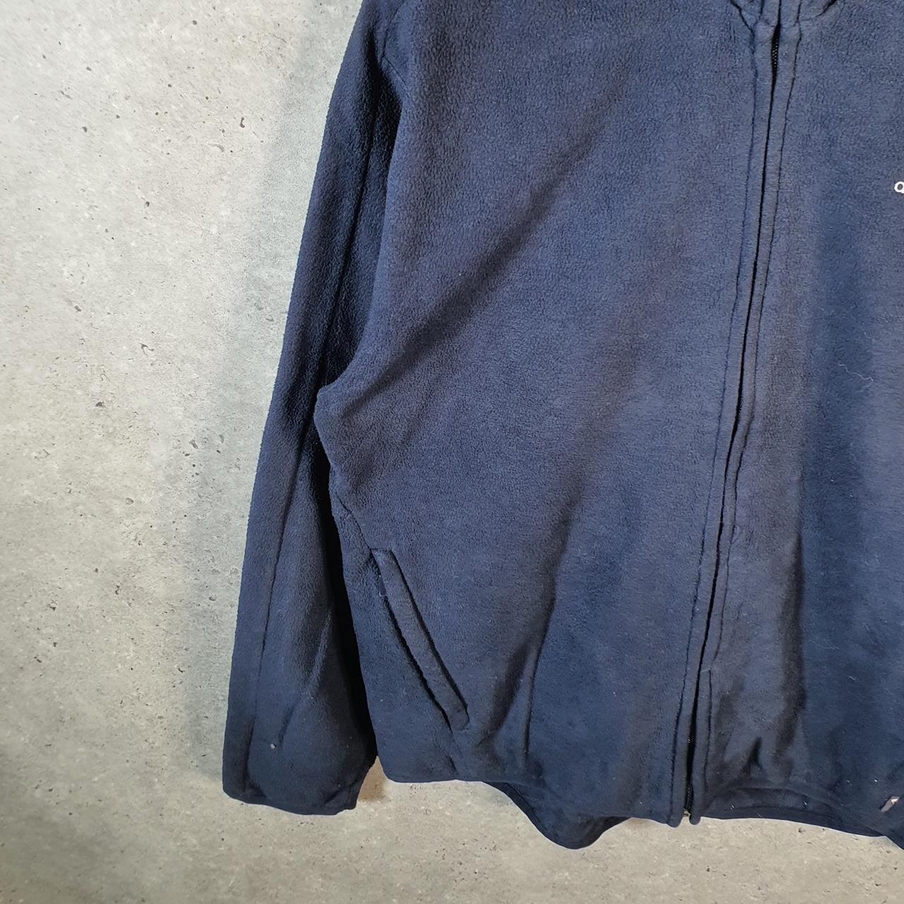 Vintage Adidas Full Zip Fleece Sweatshirt Mens Medium Navy Blue Spellout Logo Winter