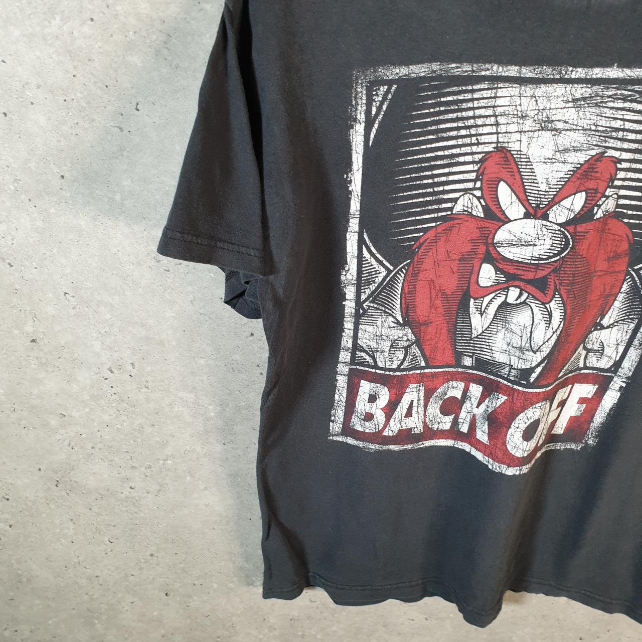 Vintage Looney Tunes Tasmanian Devil Back Off 90s T Shirt Men’s M Black Graphic