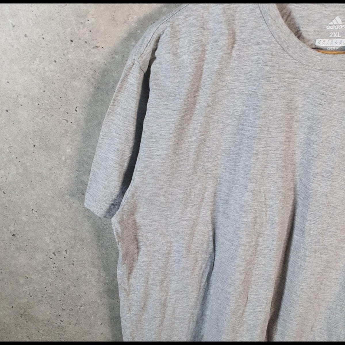 Vintage Adidas Golf T Shirt Men’s 2XL Grey Three Stripes Logo Athletic