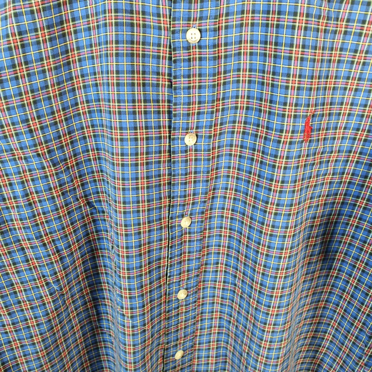 Vintage Ralph Lauren Button Down Shirt Men’s Large Blue Checkered Classic Fit Cotton Pony Big Fish Vintage