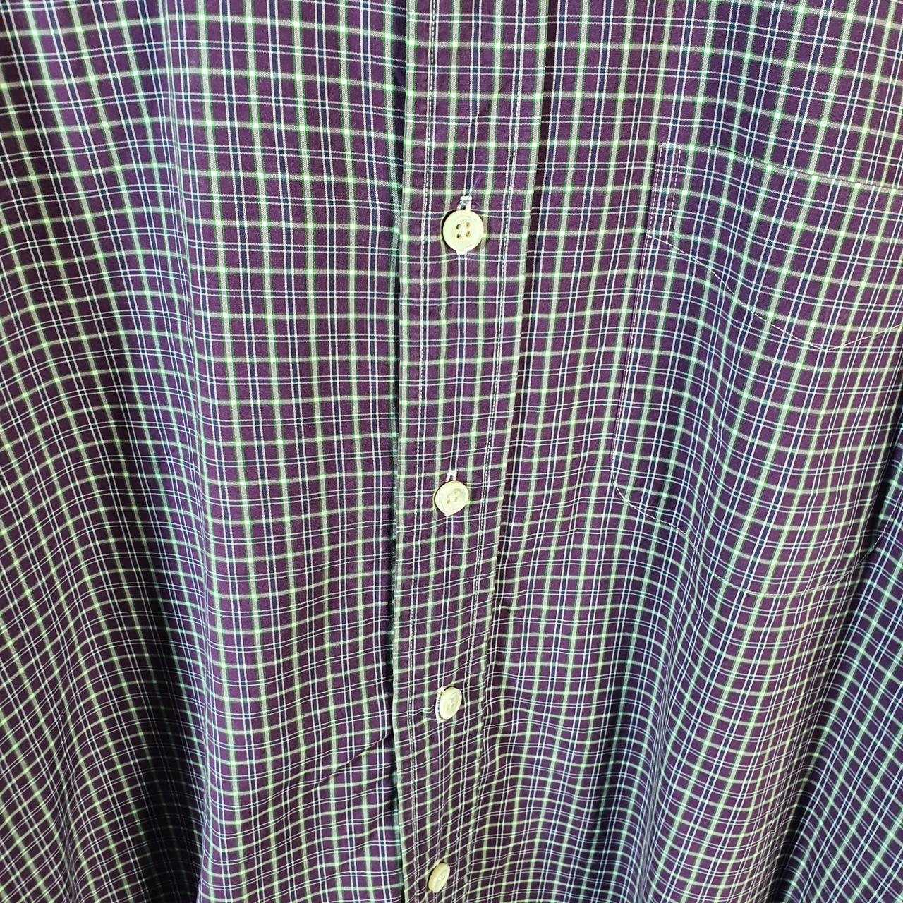 Vintage Ralph Lauren Button Down Shirt Men’s Medium Purple Checkered Custom Fit Cotton Pocket Big Fish Vintage