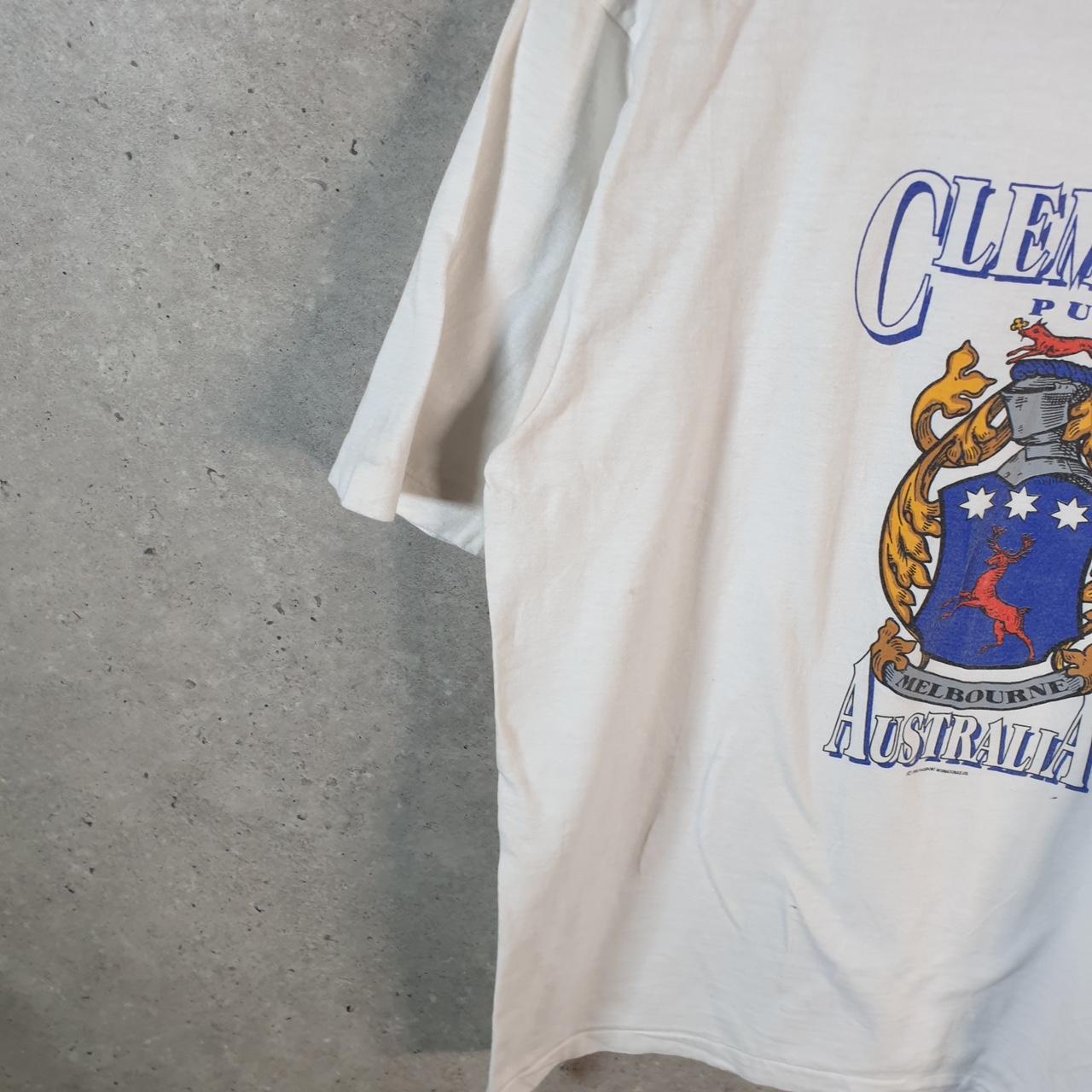 Vintage Oneita Power T Clemsons Pub Australia Melbourne 90s USA Single Stitch T Shirt Men’s Large White