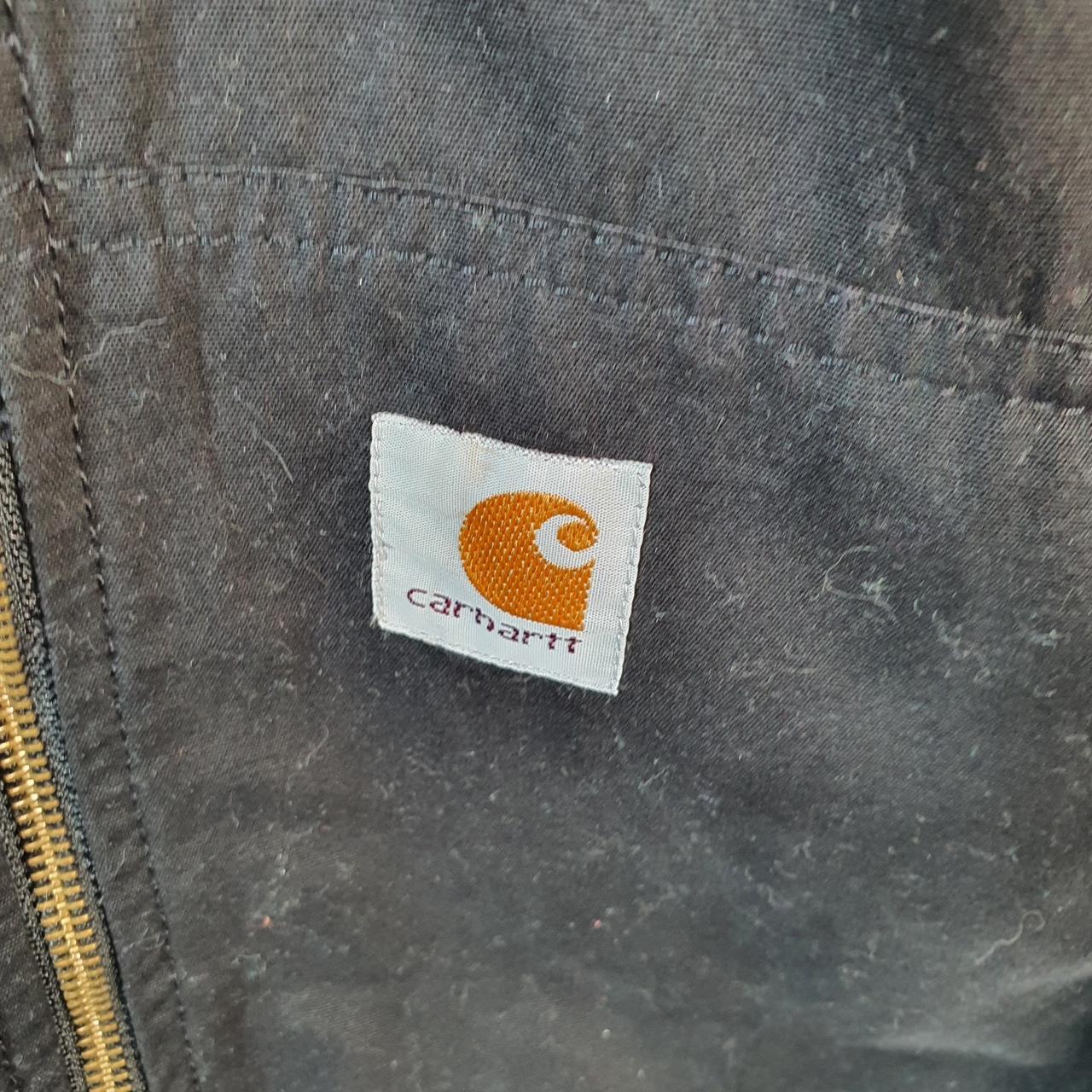 Vintage Carhartt 90s Active Hooded Jacket Men’s Large Black Workwear J298 BLK Canvas USA Big Fish Vintage