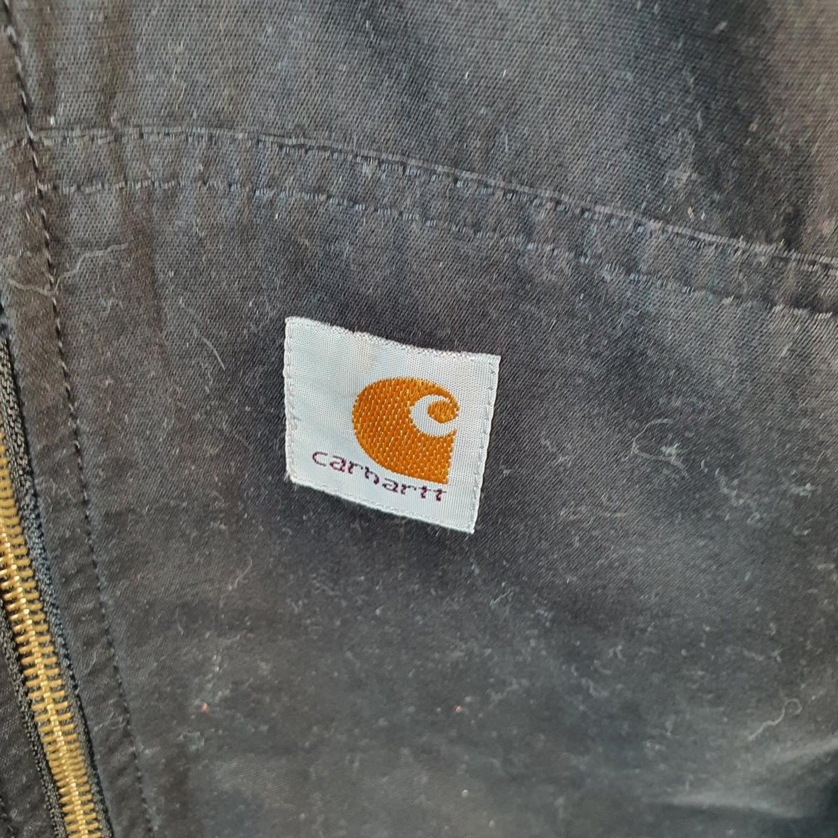 Vintage Carhartt 90s Active Hooded Jacket Men’s Large Black Workwear J298 BLK Canvas USA Big Fish Vintage