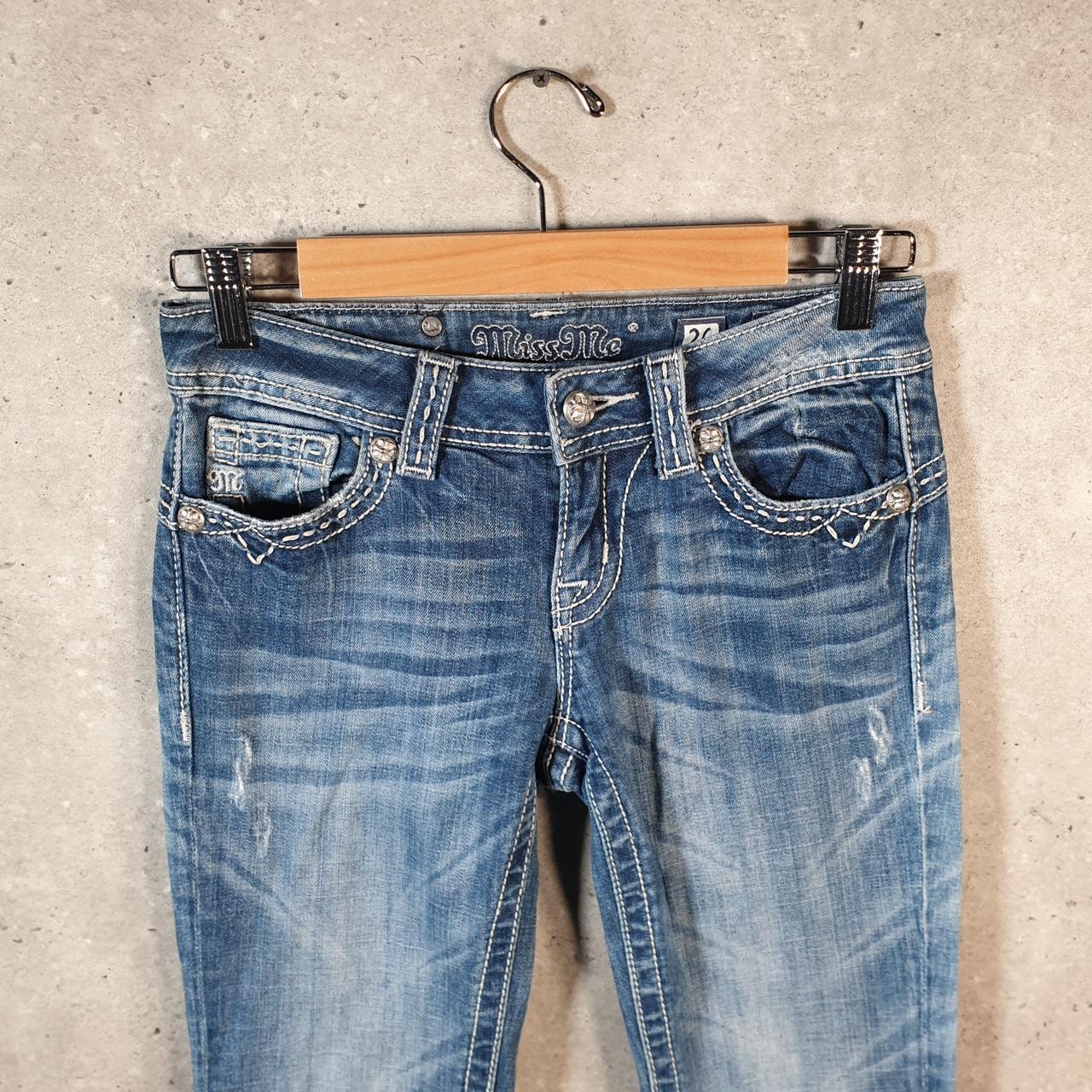 Vintage Miss Me Slim Boot Y2K Hip Hop Jeans Womens W26 Blue Denim USA Big Fish Vintage