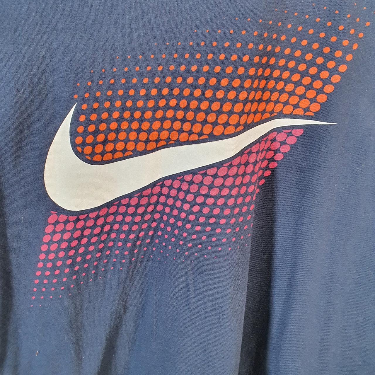 Vintage Nike T Shirt Men’s Small Navy Blue Printed Single Swoosh Logo Athletic Big Fish Vintage