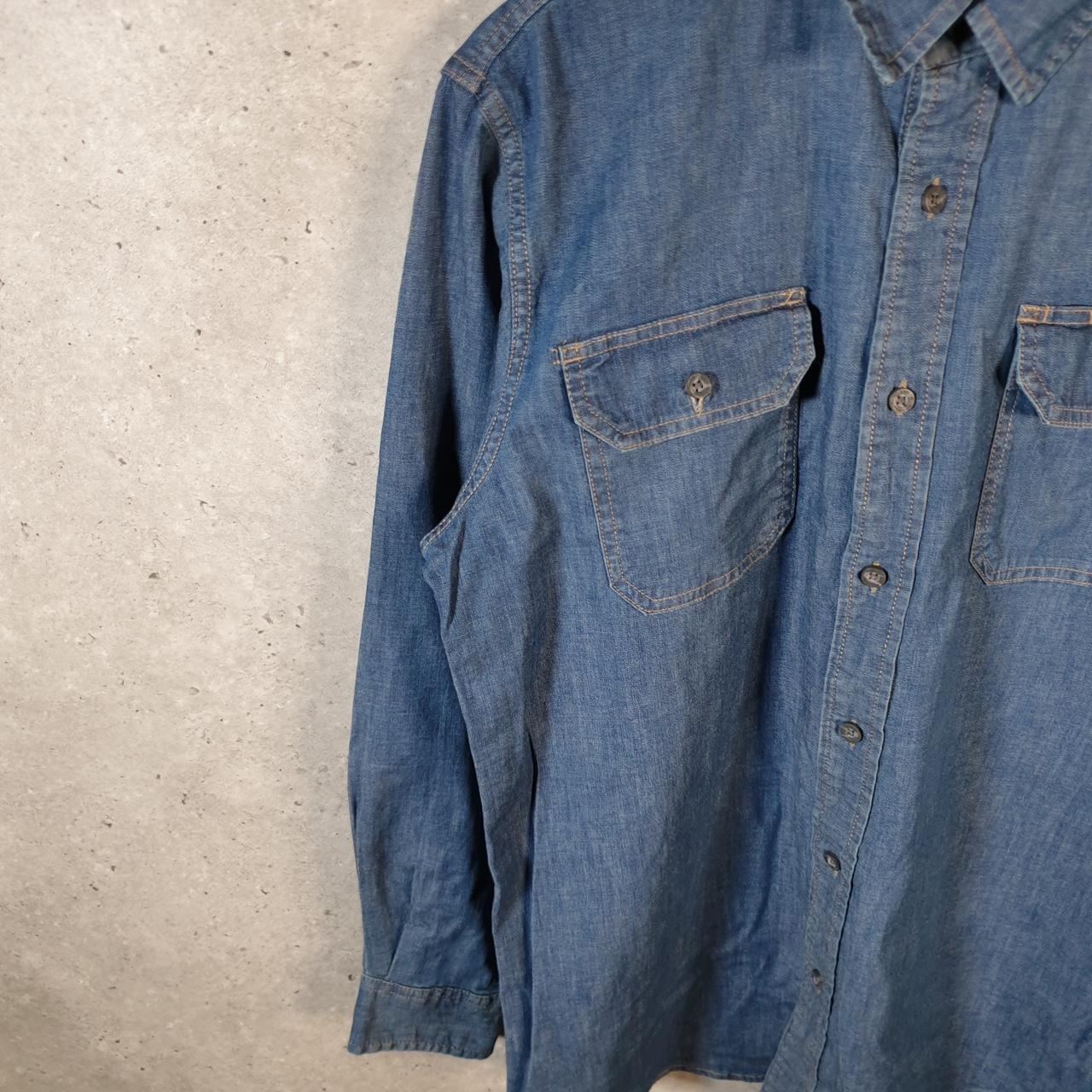 Vintage Wrangler Denim Jean Trucker Shirt Mens Medium Blue Button