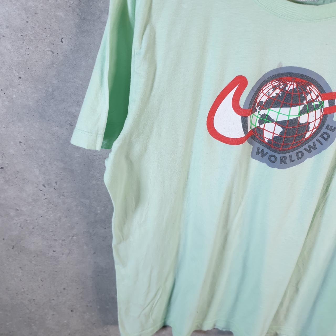 Vintage Nike Worldwide Spellout T Shirt Men’s Large Blue Logo Swoosh Athletic