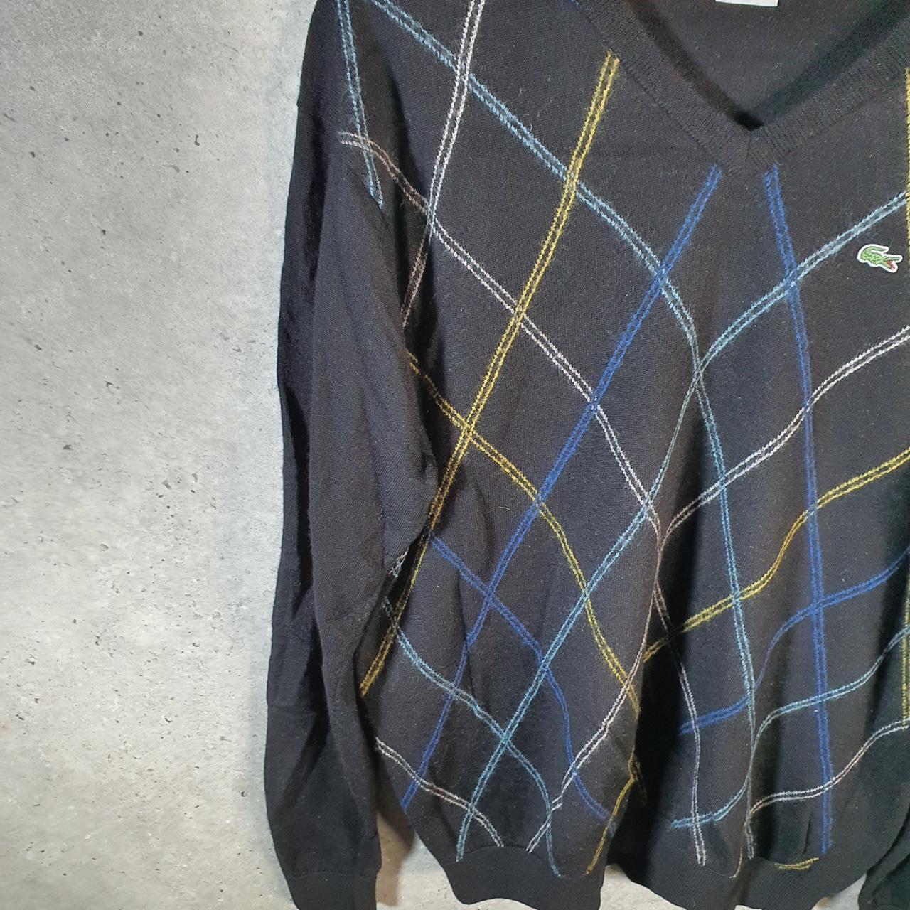 Vintage Lacoste Knit Sweater Mens Large Black Y2K Jumper Logo