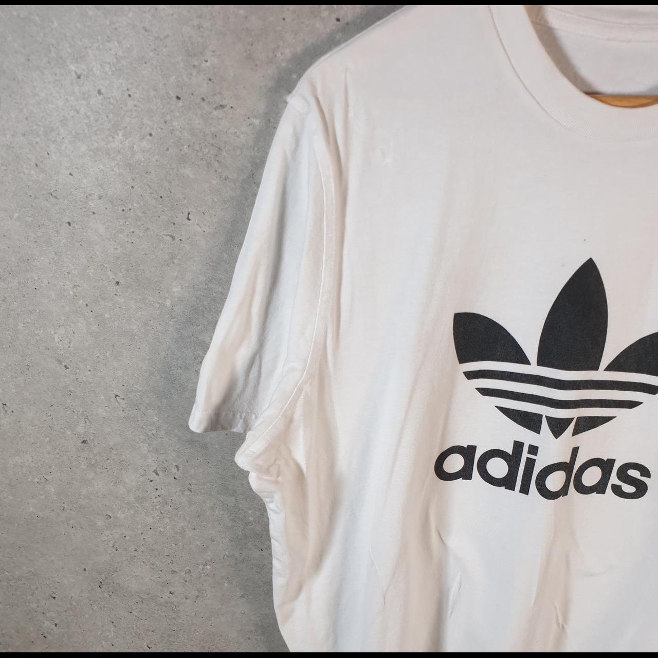 Vintage Adidas T Shirt Men’s XL White Three Stripes Logo Athletic