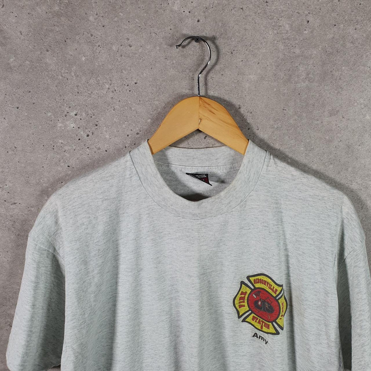 Vintage Fruit of the Loom Best Gibsonville Fire Single Stitch T Shirt Men’s XL Grey Big Fish Vintage