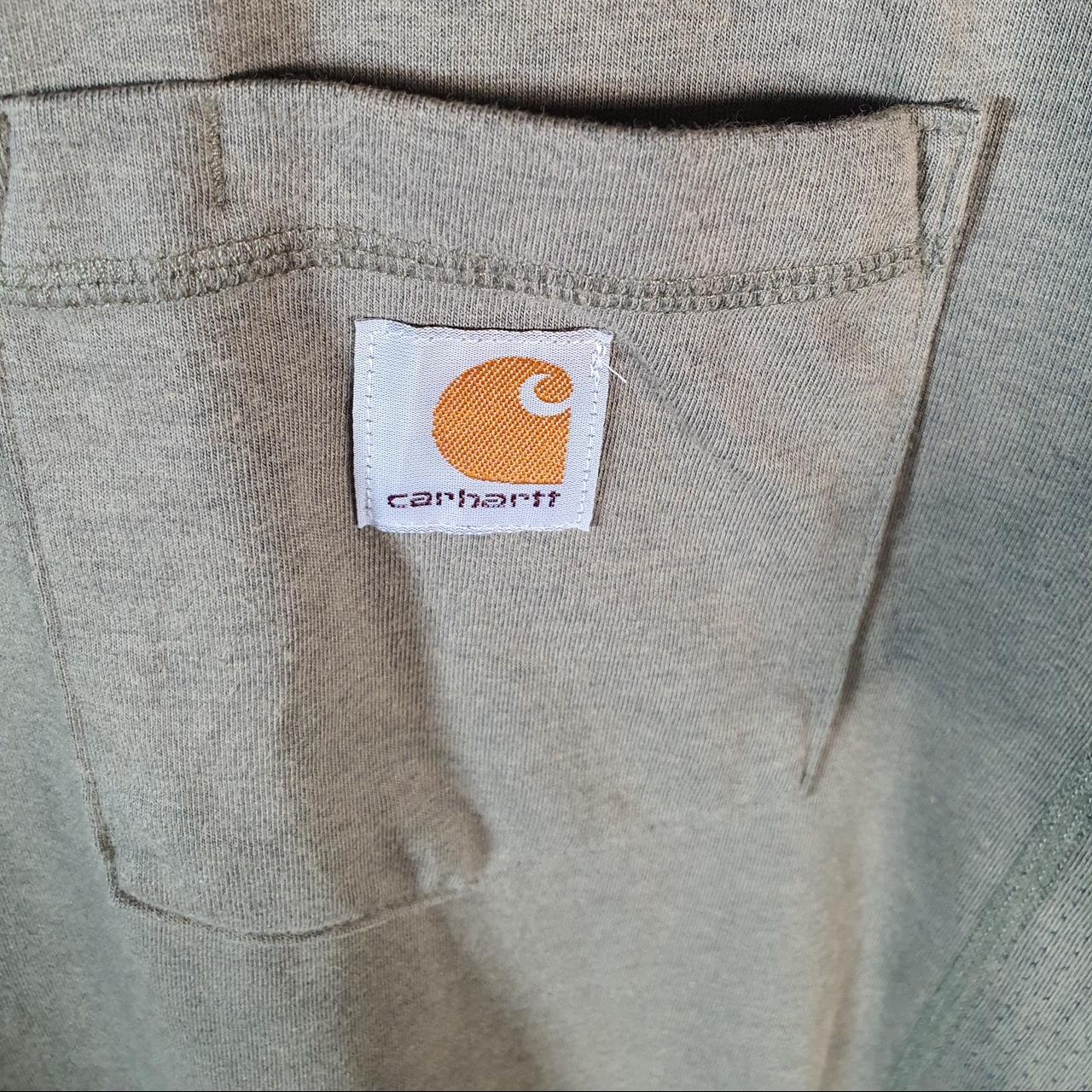 Vintage Carhartt Pocket T Shirt Men’s Medium Khaki Green Workwear Chore Utility Relaxed Fit C9220