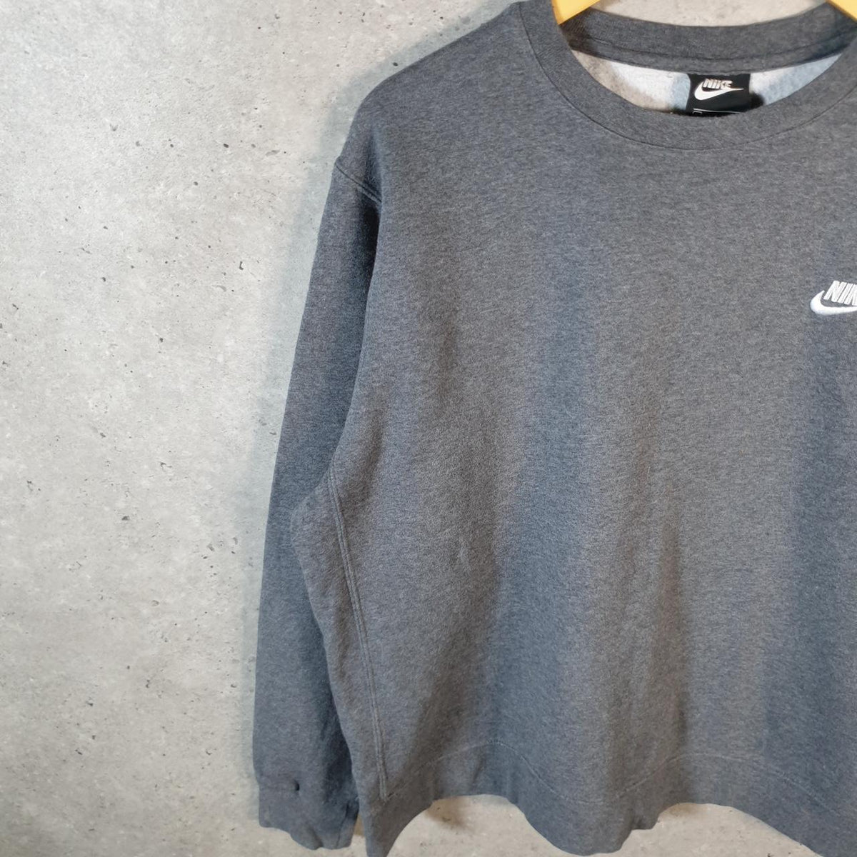 Vintage Nike Club Embroidered Sweatshirt Mens Large Grey Y2K Pullover Logo