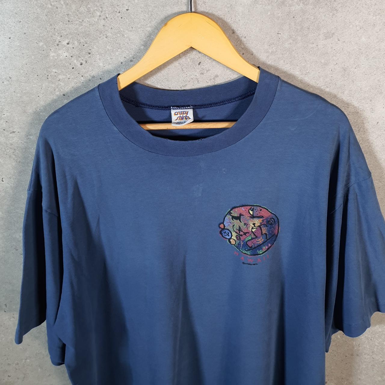Vintage Crazy Shirts Hawaii Pohaku 90s Graphic USA Single Stitch T Shirt Men’s XL Blue C9644