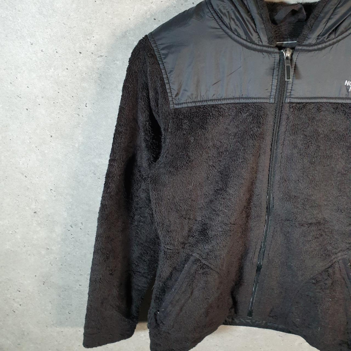 Vintage The North Face TNF Teddy Fleece Sweatshirt  Womens Small Black Full Zip Logo