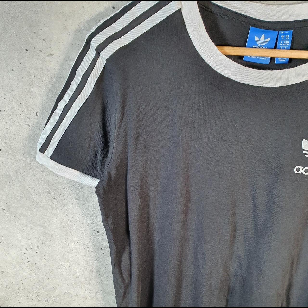 Vintage Adidas Trefoil Retro T Shirt Womens XS Black Three Stripes Logo Athletic