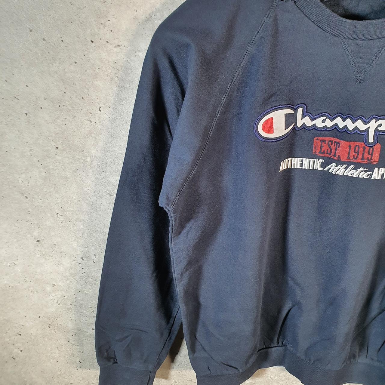 Vintage Champion Spellout Embroidered Sweatshirt Youth XL Navy Blue Pro Sport Pullover