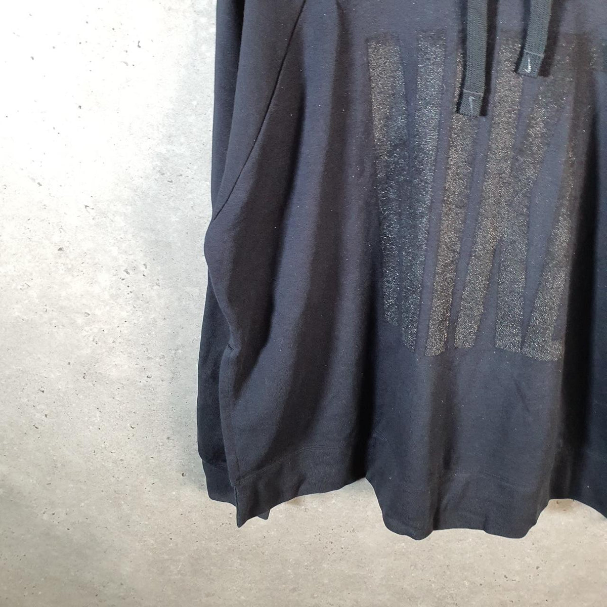 Vintage Nike Dri Fit Spellout Hoodie Womens Large Black Swoosh Y2K Pullover Logo
