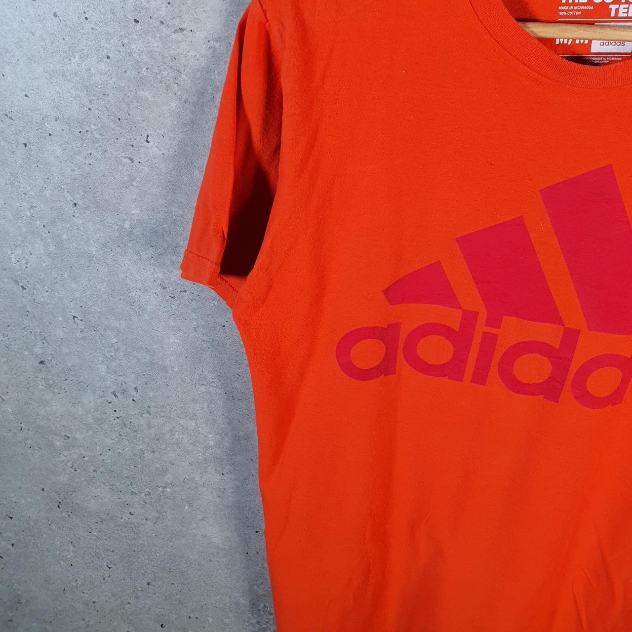 Vintage Adidas Go To Tee T Shirt Mens Medium Orange Three Stripes Logo Athletic