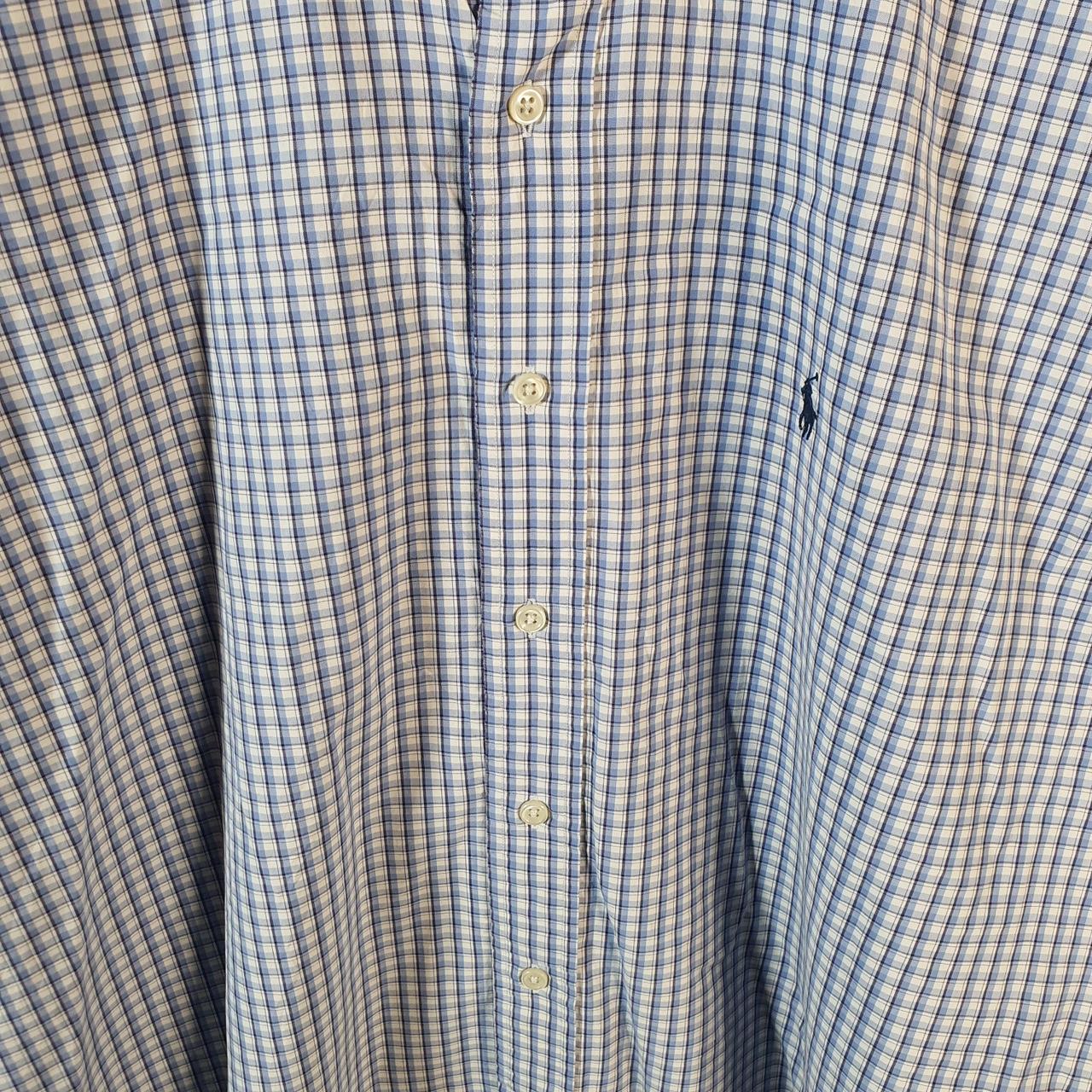 Vintage Ralph Lauren Button Down Shirt Men’s Large Blue Blake Checkered Pony Casual C8486