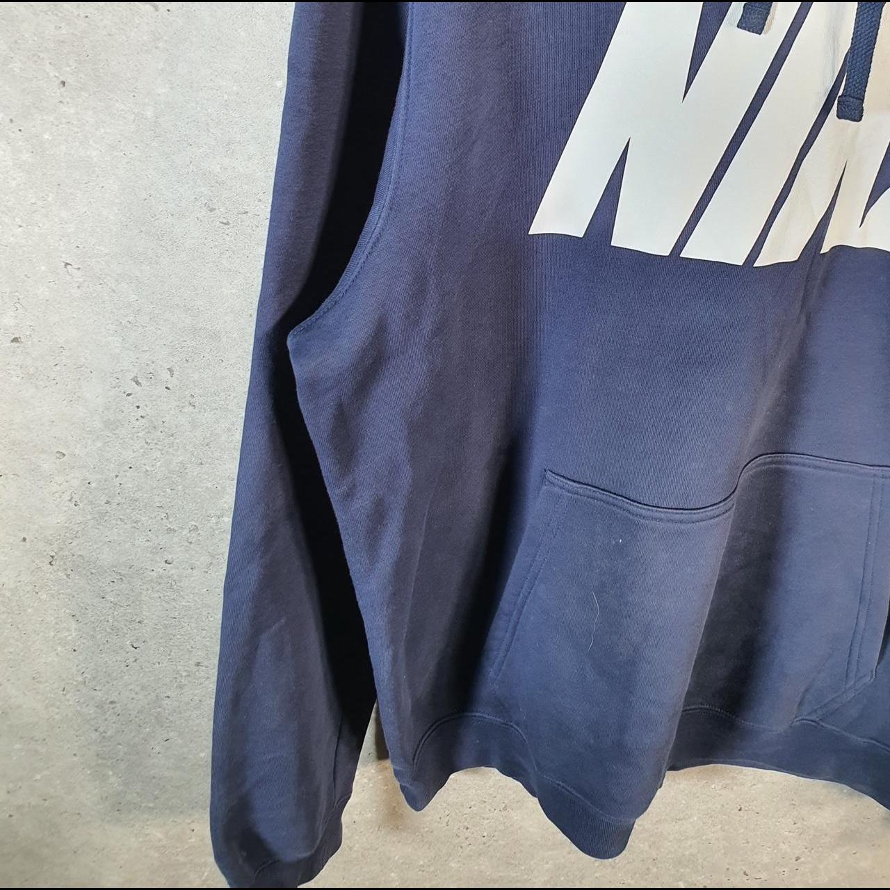 Vintage Nike Club Spellout Hoodie Men’s Large Navy Blue Swoosh Y2K Pullover