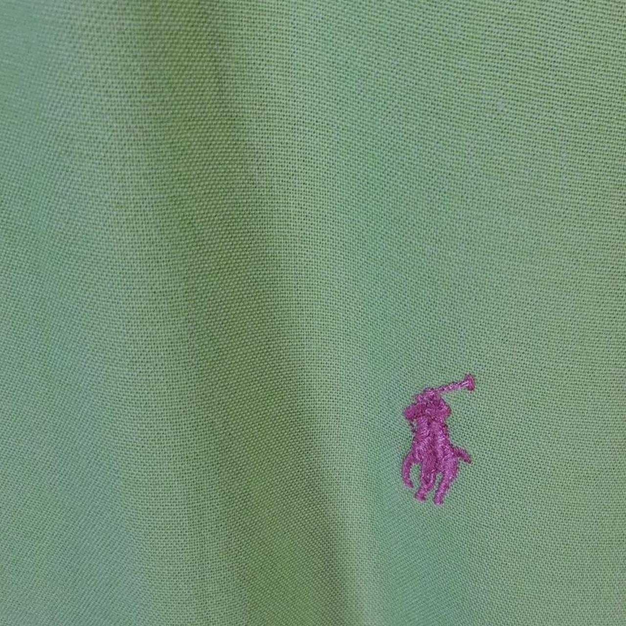 Vintage Ralph Lauren Button Down Shirt Men’s Large Green Custom Fit Cotton Pony